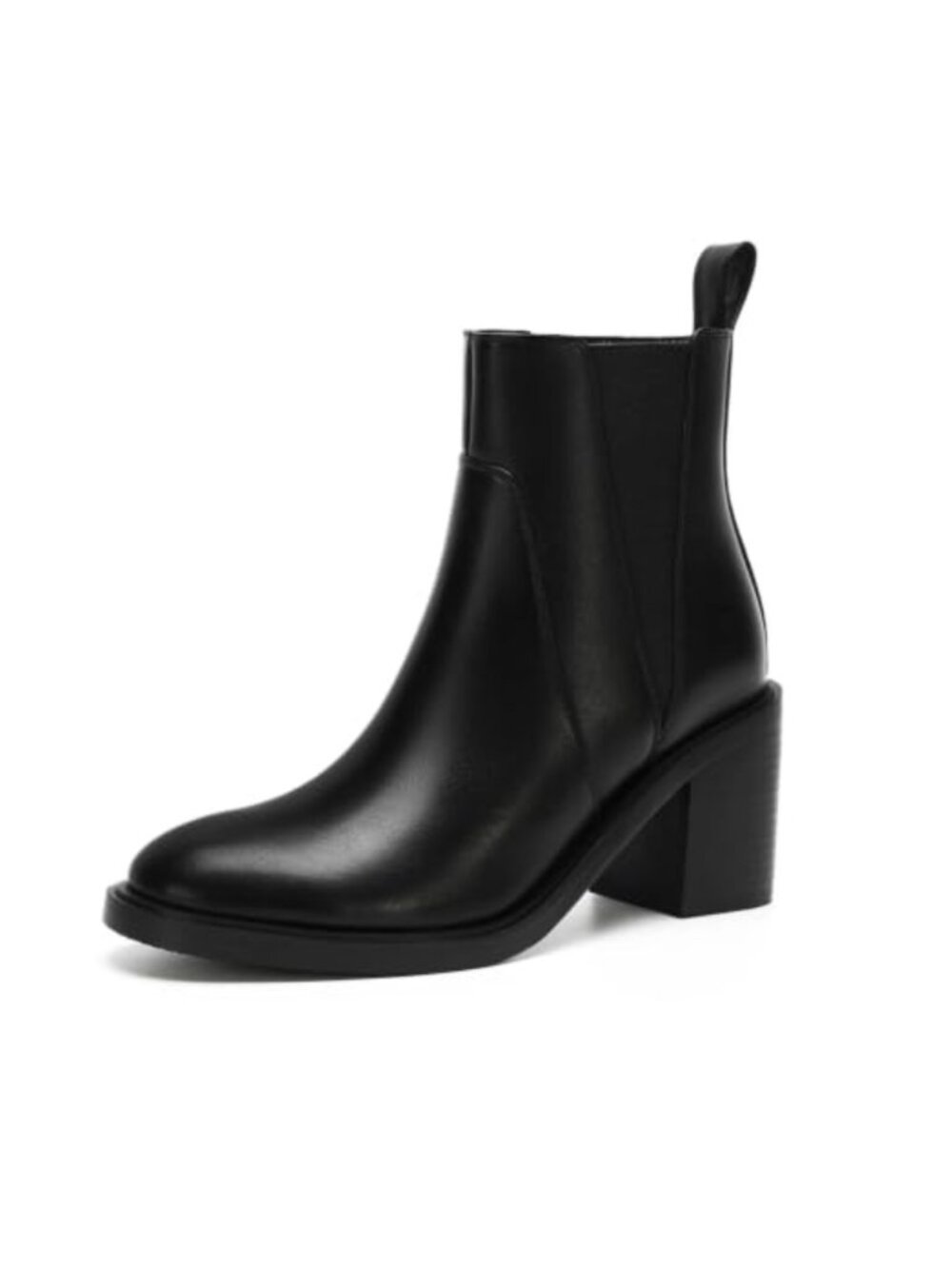 Women's PU Ankle Boots with Chunky Block Heel & Round Toe